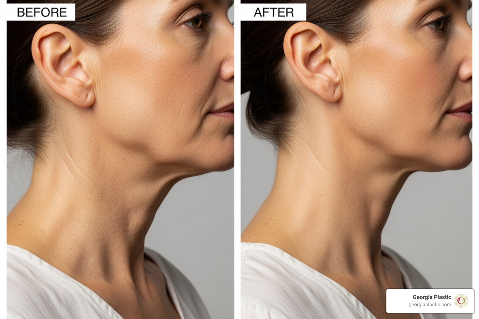 before and after neck lift - Loose neck skin before and after neck lift - Loose neck skin