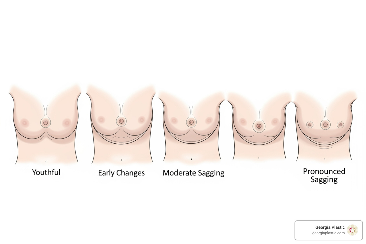 diagram showing causes of breast sagging like pregnancy and aging - boob uplift diagram showing causes of breast sagging like pregnancy and aging - boob uplift