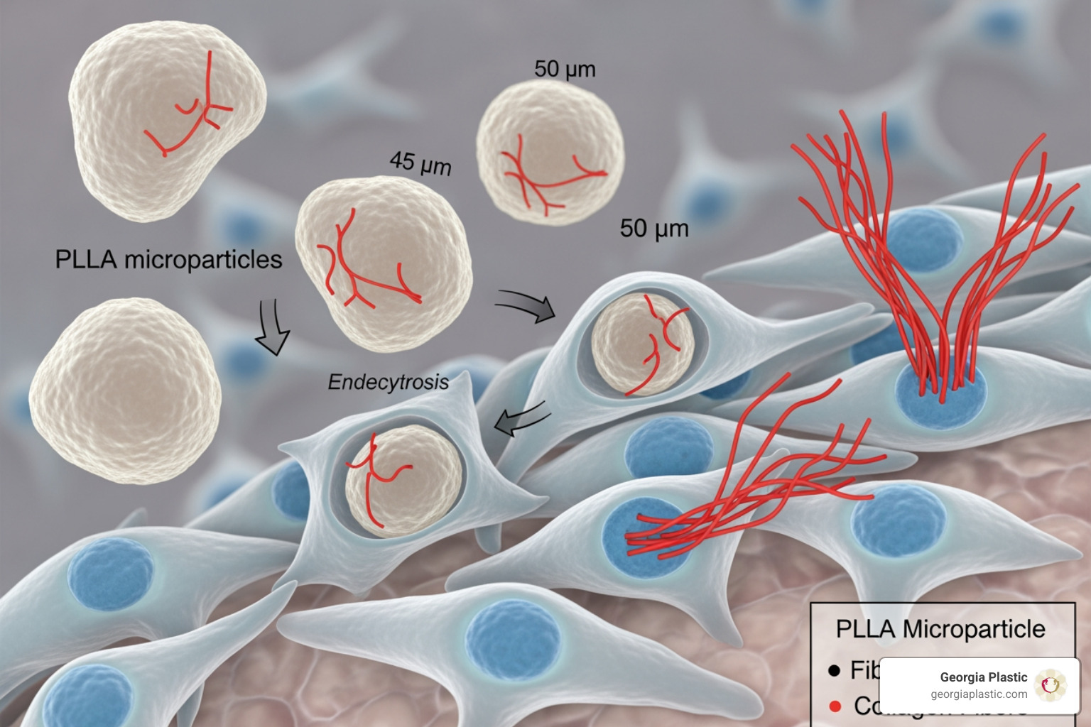 PLLA microparticles stimulating collagen production - collagen shots for hip dips