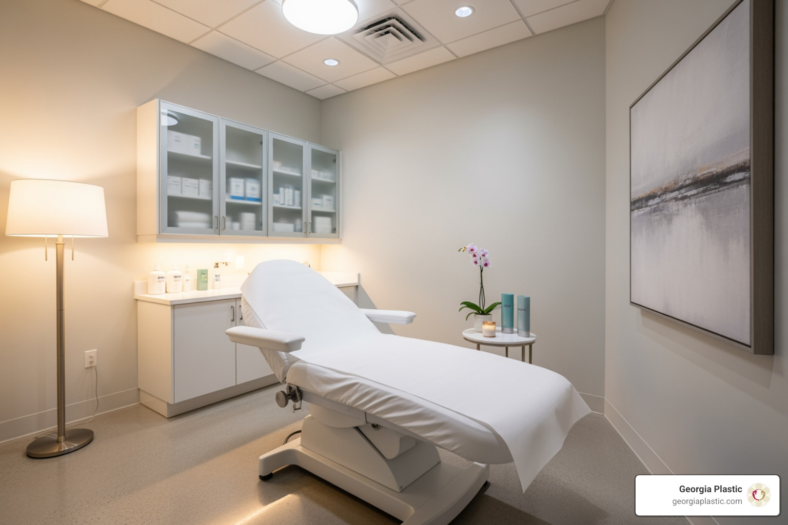 serene, modern treatment room - Non surgical BBL cost
