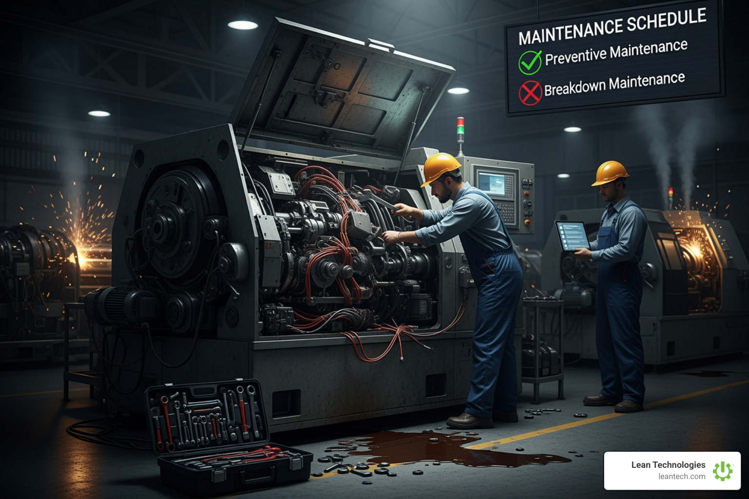 digital maintenance calendar versus a flashing downtime alert - breakdown and preventive maintenance