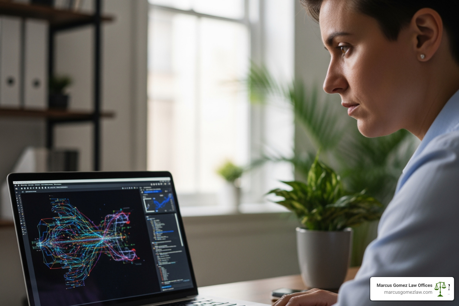 person looking thoughtfully at laptop - divorce attorney near