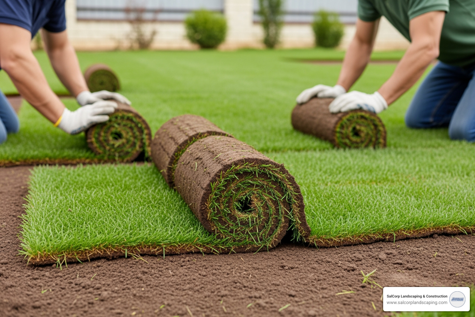 of a lush, green sod lawn being installed - cost to have sod installed