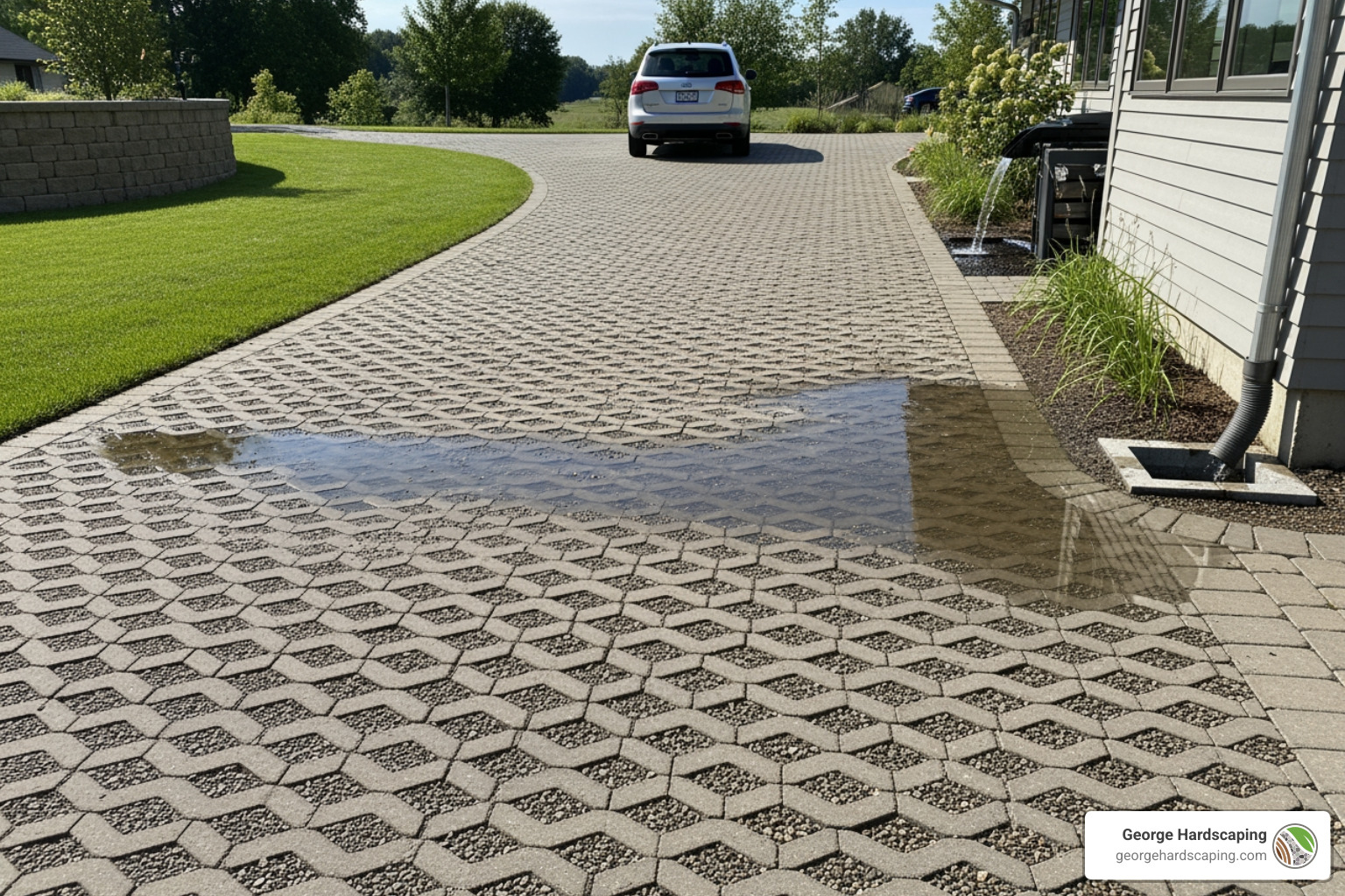 permeable driveway in winter - pervious driveway materials