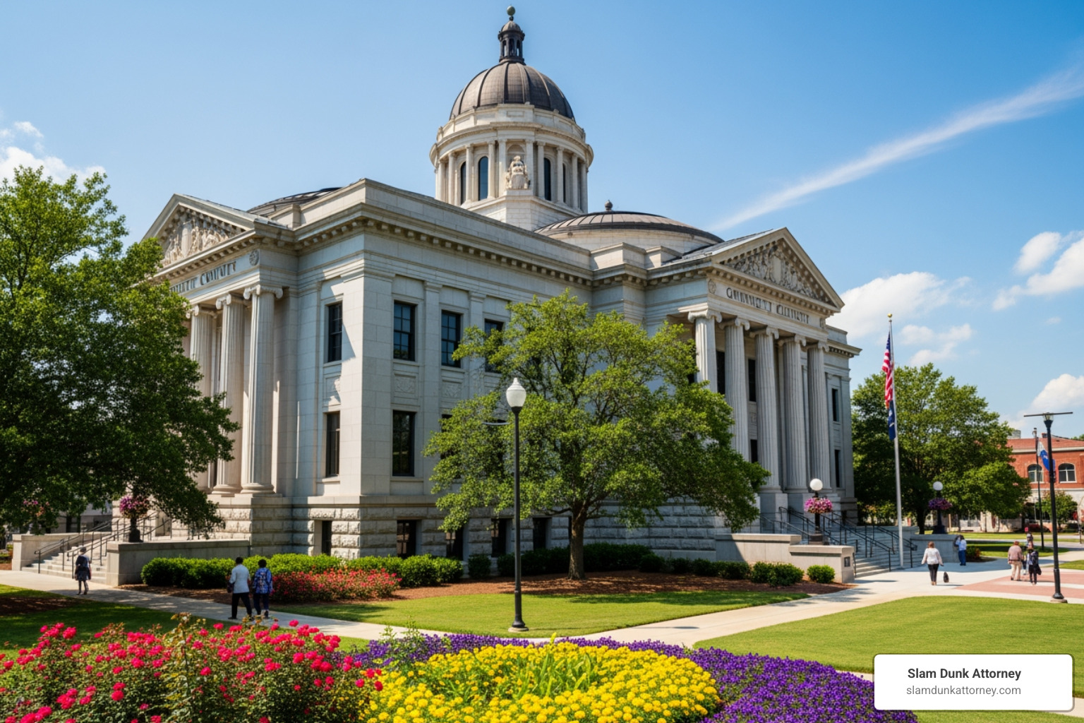 Exterior view of the Gwinnett County Courthouse in Lawrenceville, Georgia, on a sunny day - how long does a nursing home lawsuit take