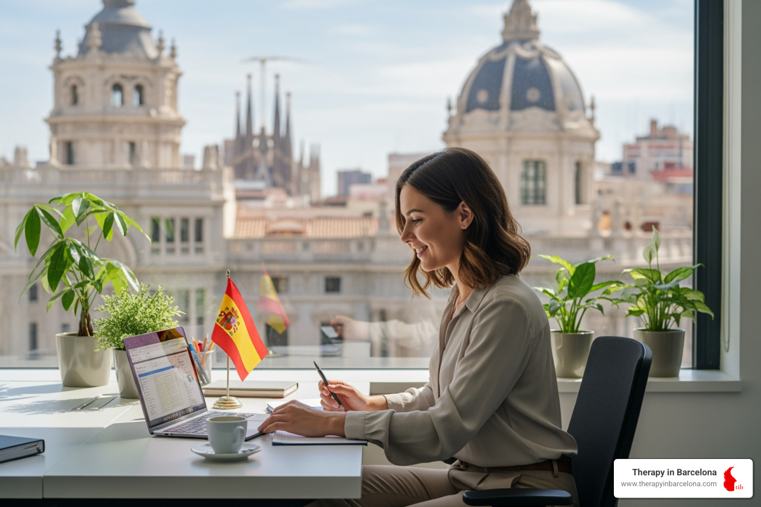 Attendees at a professional networking event in a modern Spanish venue, engaged in conversation - english speaking jobs in spain