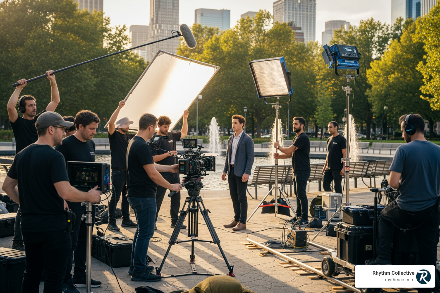 A video production crew filming a commercial on location - media companies knoxville tn