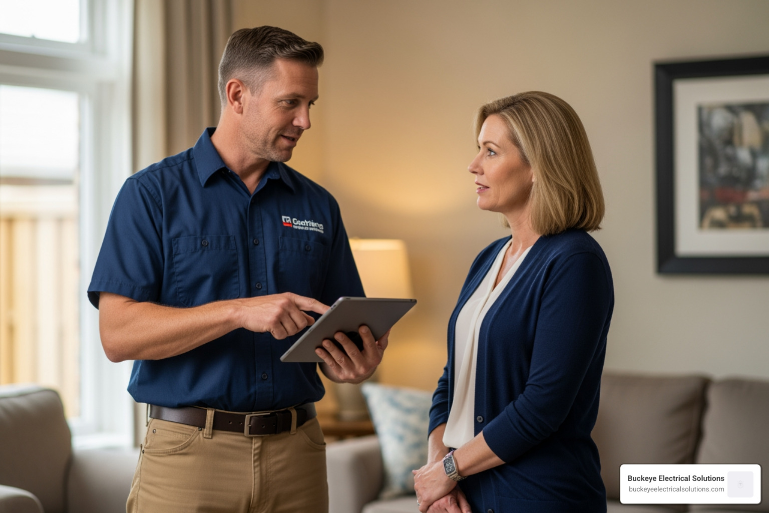 electrician providing a quote to a homeowner - licensed electrician