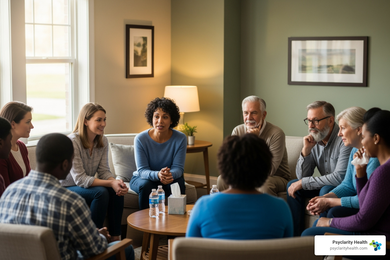 Diverse support group meeting in a community center - Mental Health Help Los Angeles County, CA