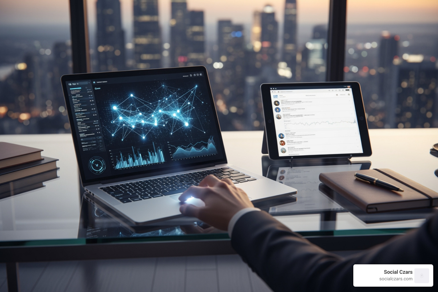 Well-curated professional LinkedIn profile on a laptop screen - online reputation management for HNW
