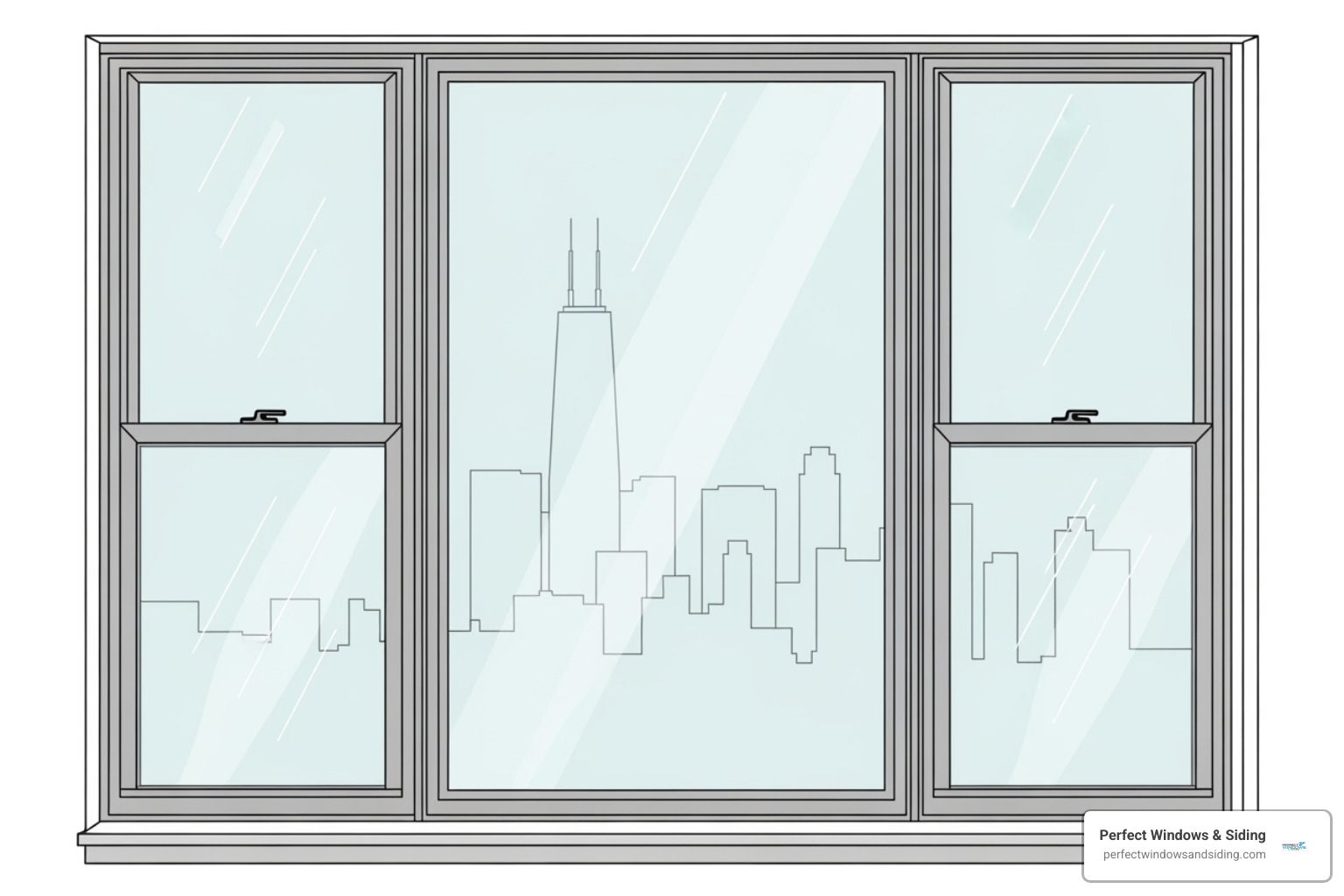 detailed diagram showing fixed center pane and operable side sashes - chicago window detailed diagram showing fixed center pane and operable side sashes - chicago window