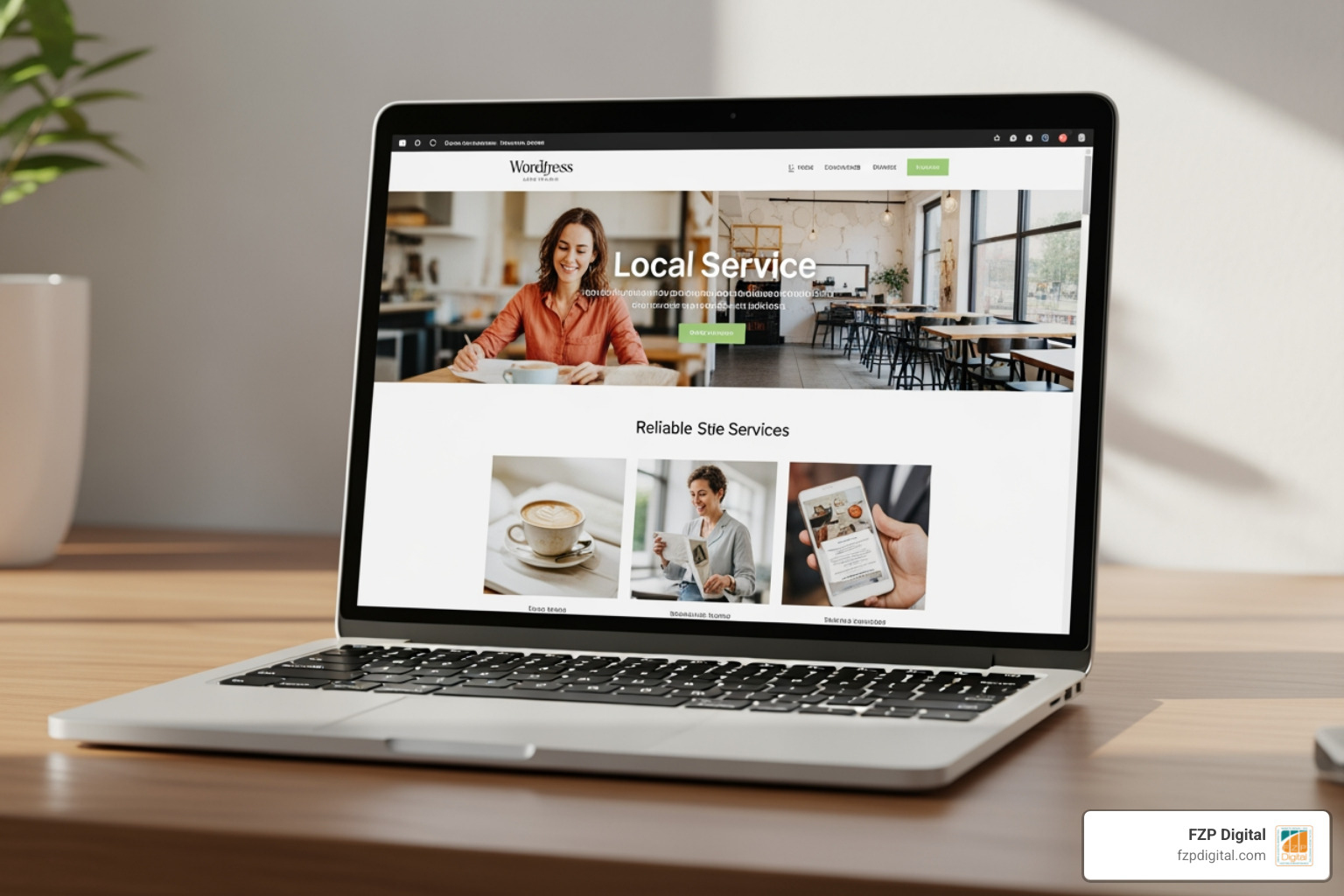Laptop displaying a beautifully designed WordPress website for a local NJ service - New Jersey WordPress Laptop displaying a beautifully designed WordPress website for a local NJ service - New Jersey WordPress