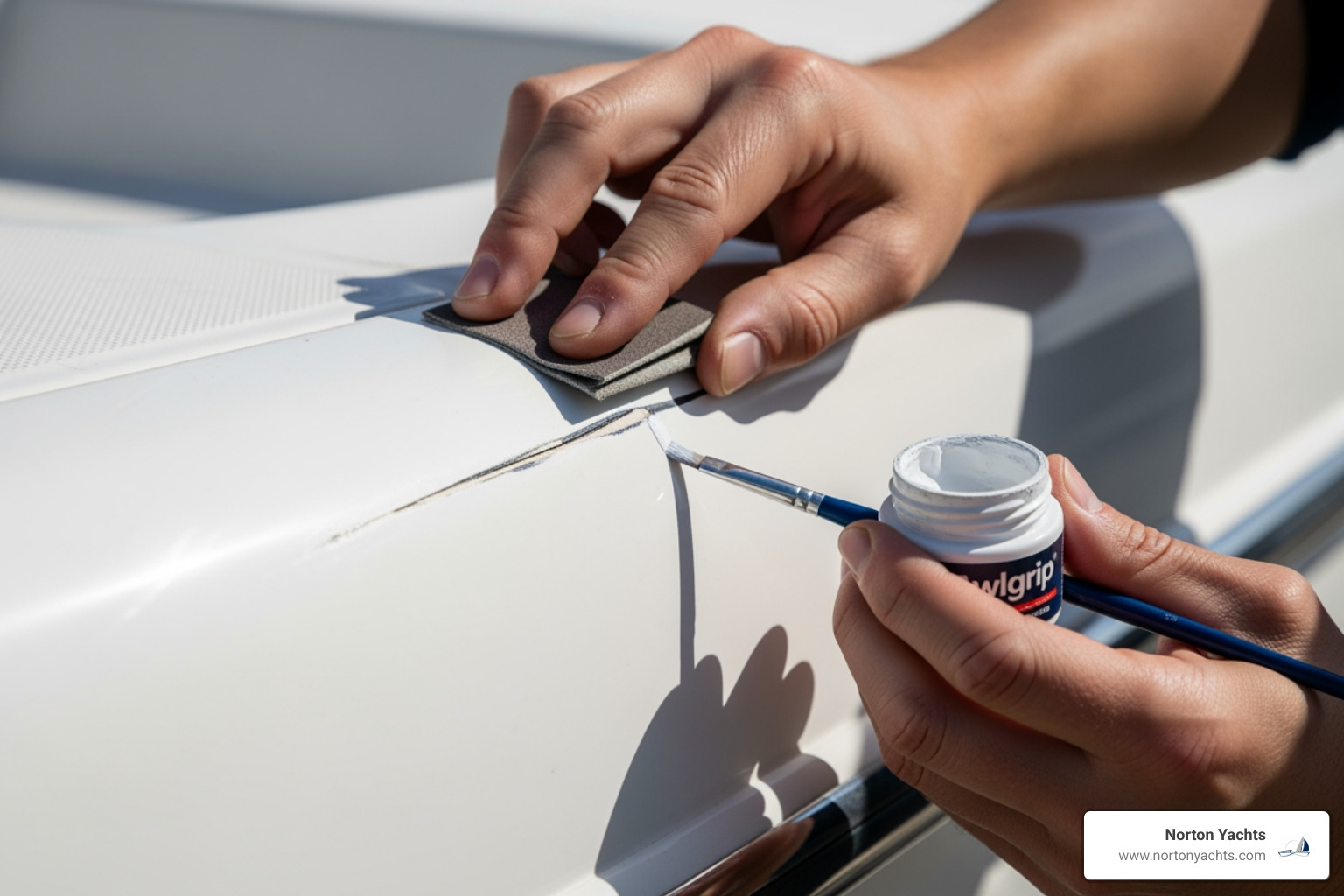 fingernail test on a boat hull scratch - awlgrip scratch repair fingernail test on a boat hull scratch - awlgrip scratch repair