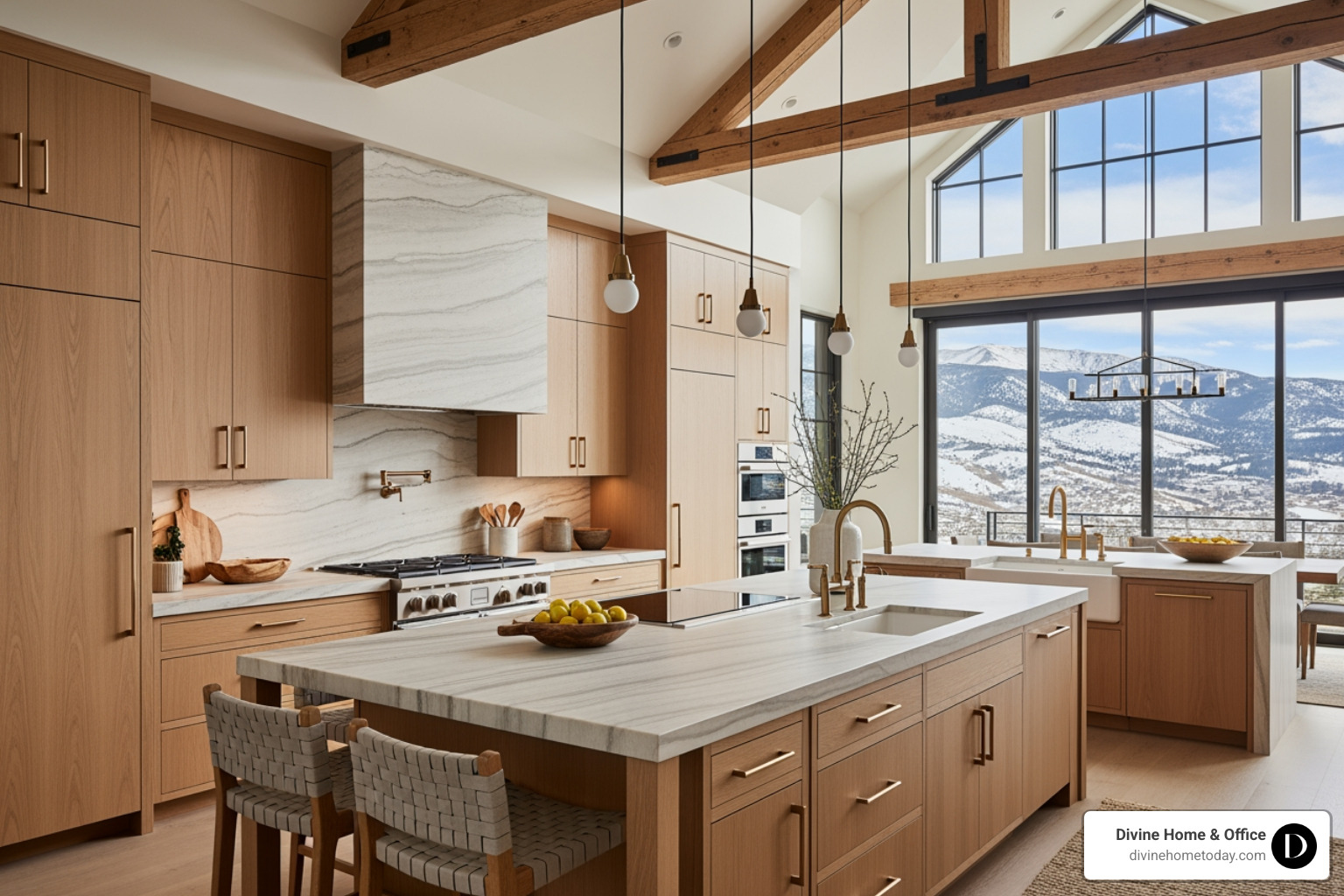Modern luxury kitchen with custom-built cabinetry and integrated appliances - 2 bhk flats design