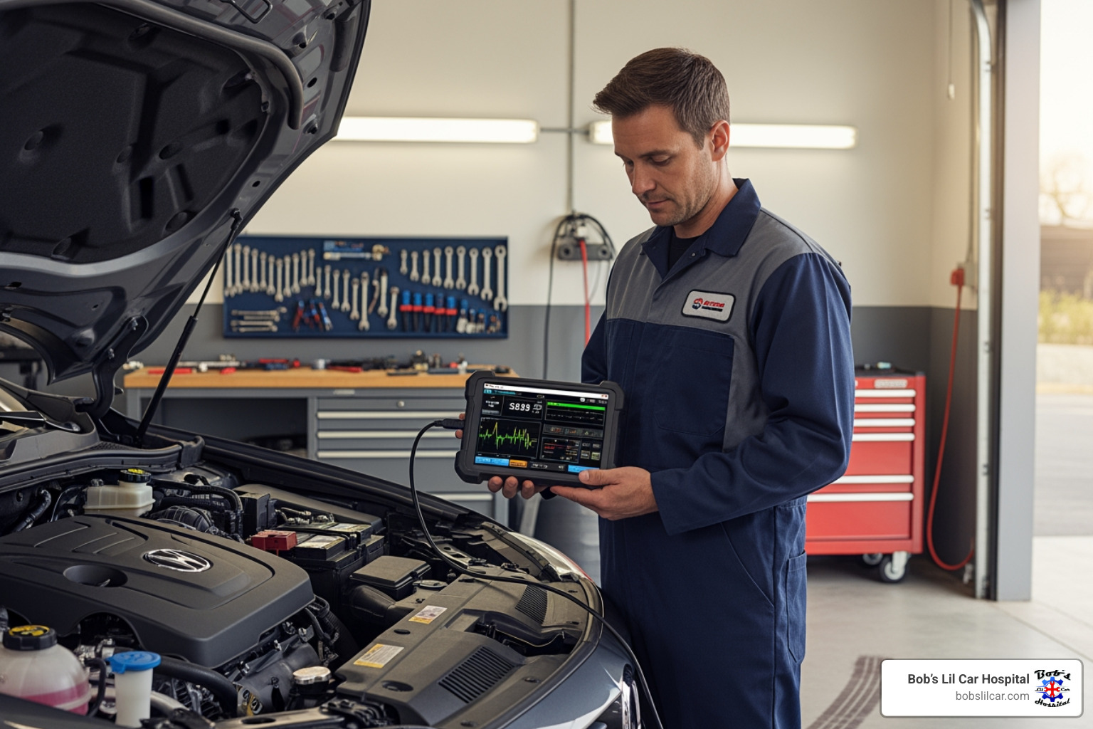 technician performing diagnostics with a scan tool - car electrical diagnostic near me