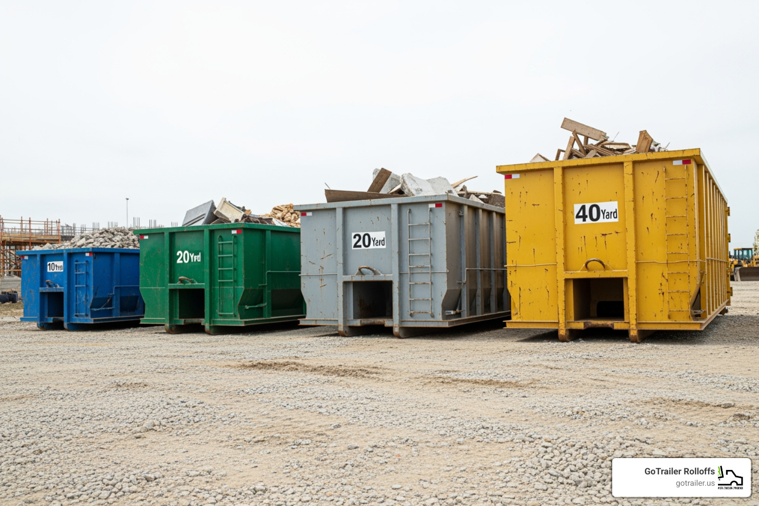 different dumpster sizes (10, 20, 30, 40 yard) side-by-side for comparison - construction site dumpster rental different dumpster sizes (10, 20, 30, 40 yard) side-by-side for comparison - construction site dumpster rental
