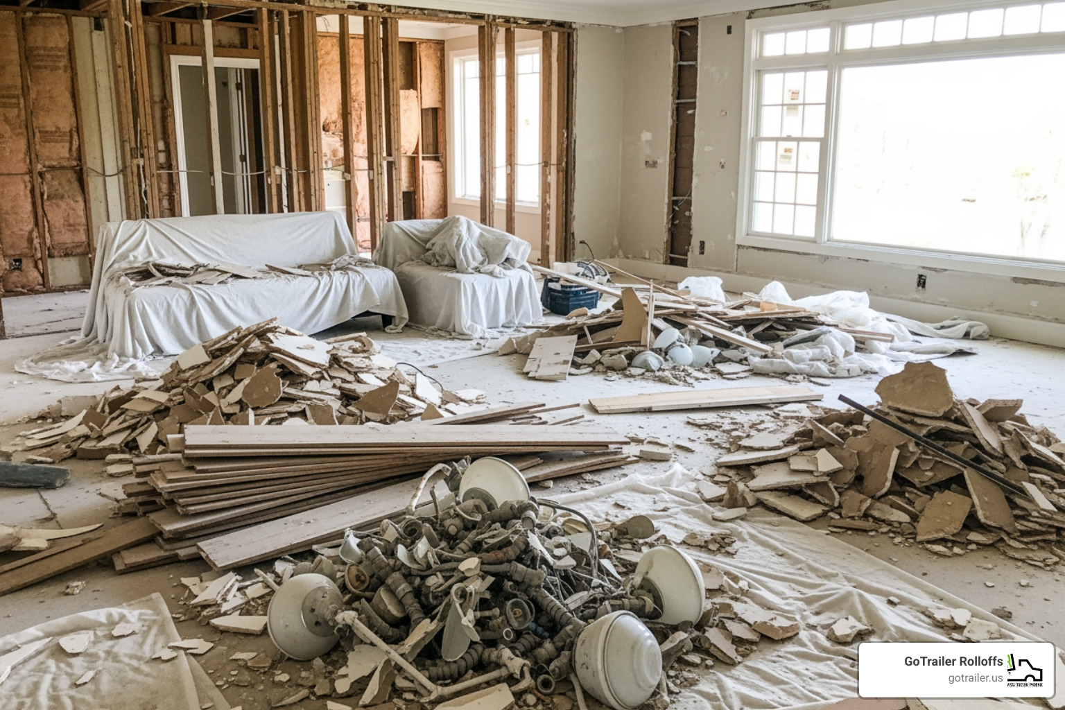 Large home renovation project with debris - 40 yard dumpster Large home renovation project with debris - 40 yard dumpster