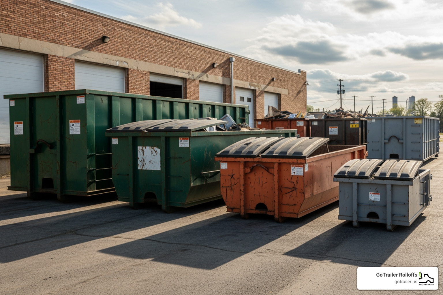 different sized roll-off dumpsters lined up - dumpster delivery tucson different sized roll-off dumpsters lined up - dumpster delivery tucson