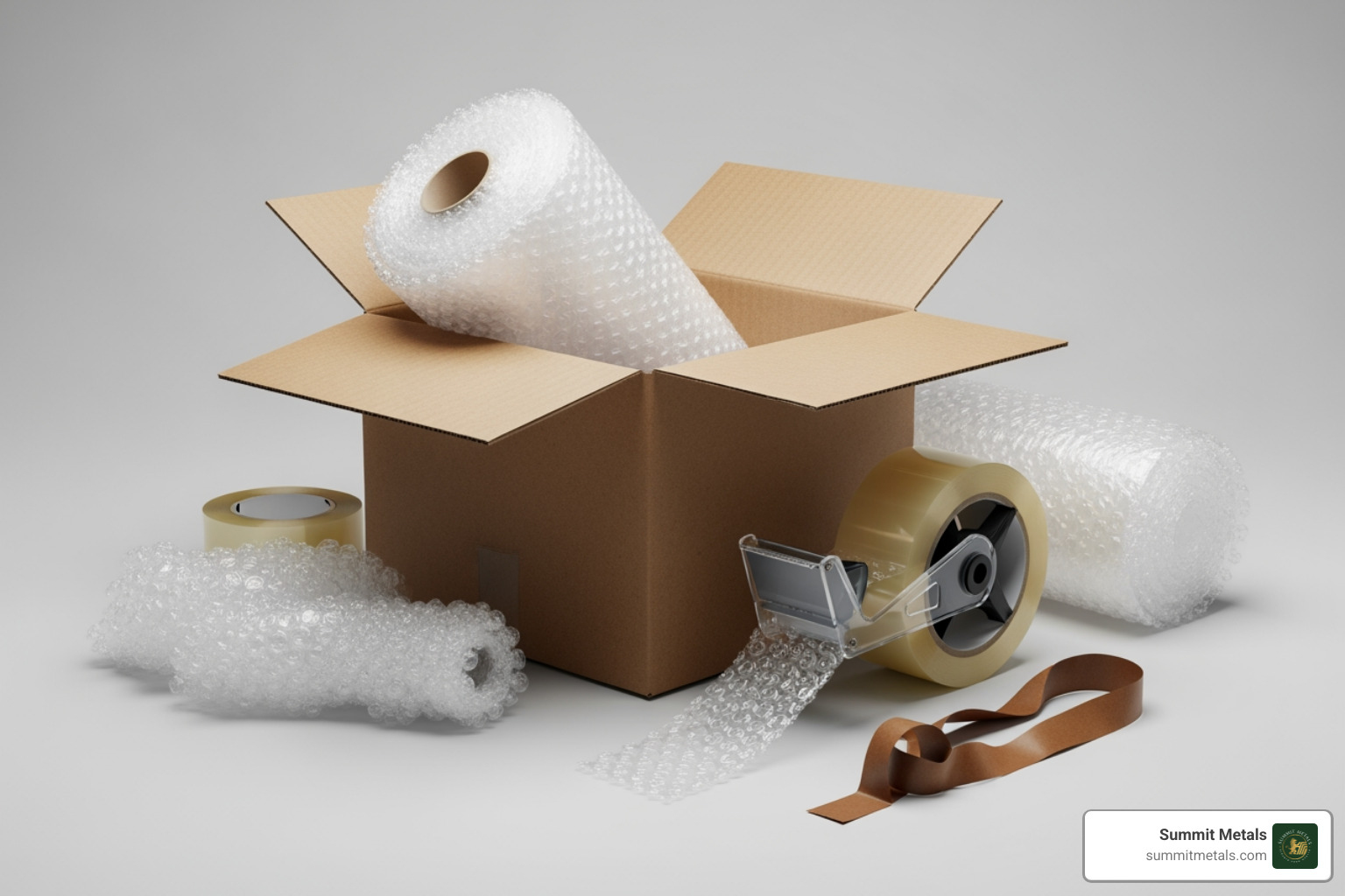 packaging materials like bubble wrap, packing tape, and a sturdy box - shipping silver coins