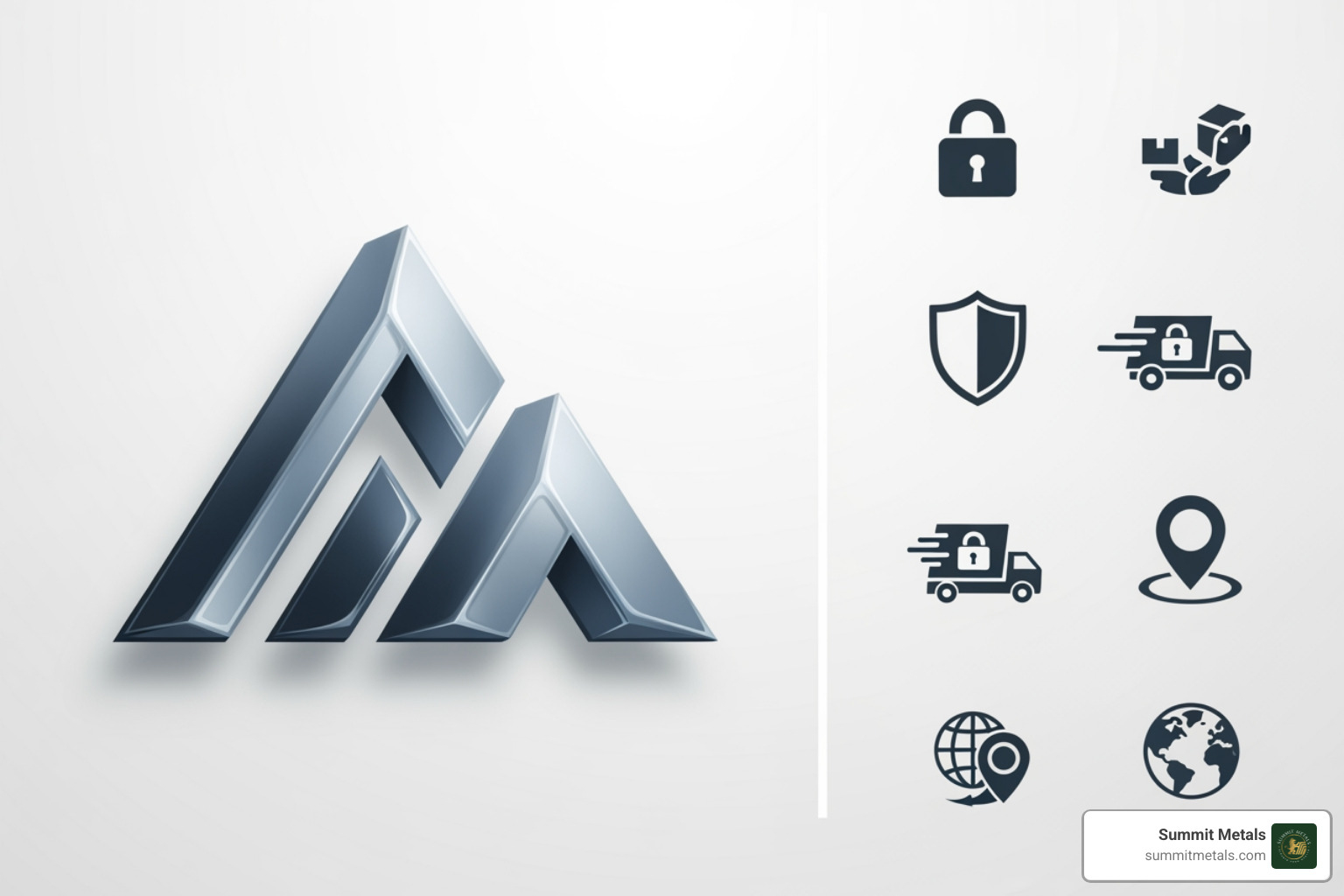 Summit Metals logo and secure shipping icons - shipping silver coins