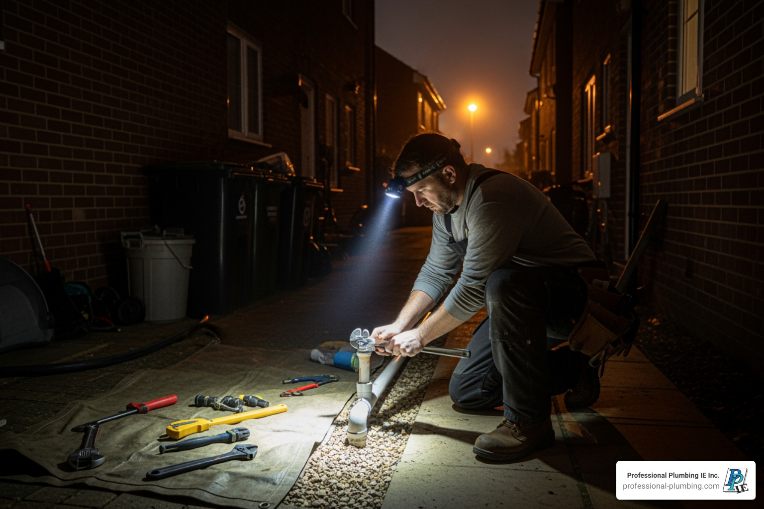 plumber working at night with a headlamp - 24 hour plumber near me plumber working at night with a headlamp - 24 hour plumber near me