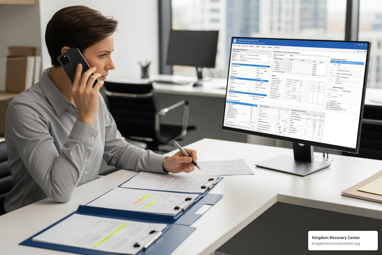 Person on phone verifying insurance - Knoxville drug rehabs