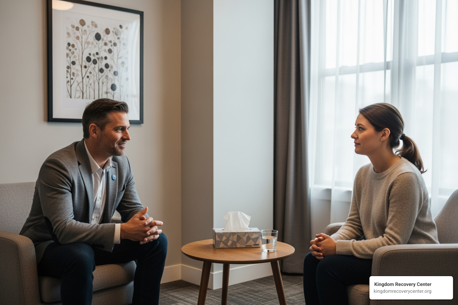 A therapy session with a counselor and client - East Tennessee alcohol rehab