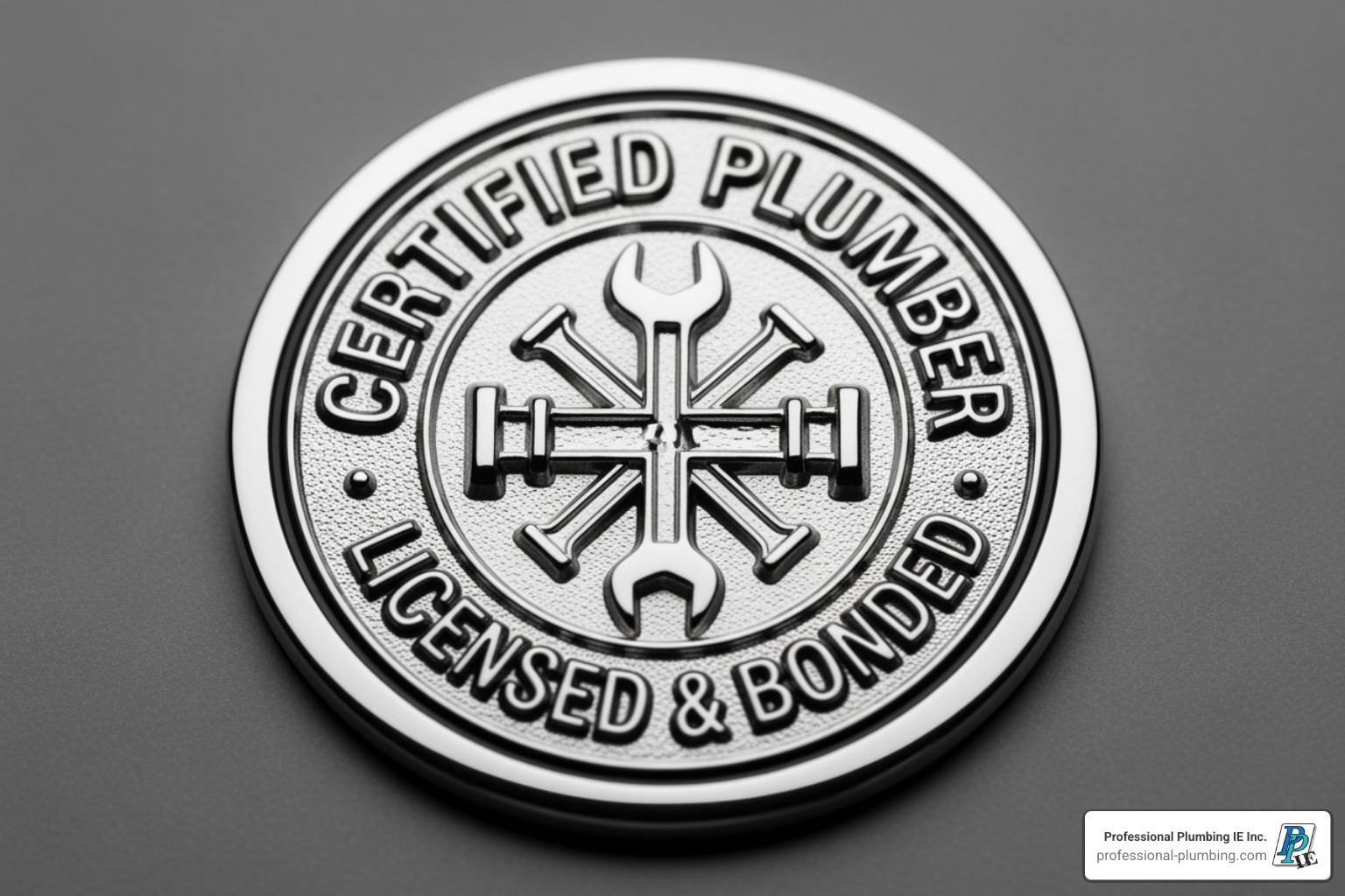 Image of a plumber's official certification document or badge - certified plumbing services Image of a plumber's official certification document or badge - certified plumbing services