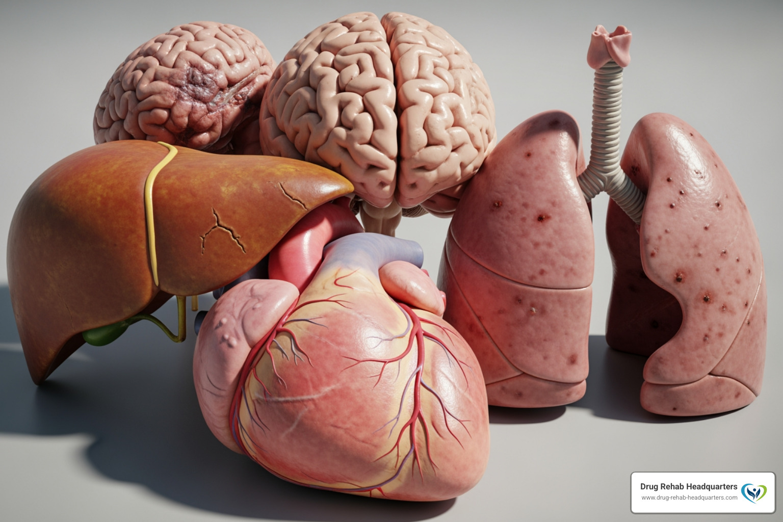 Image illustrating the negative effects of addiction on the body's organs - Nutrition addiction recovery