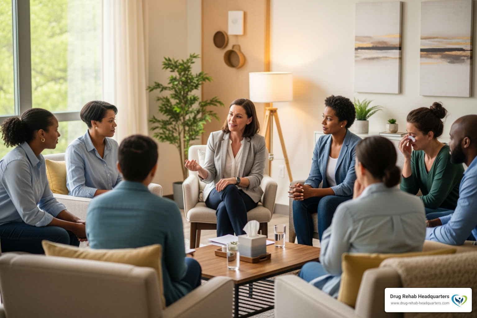 supportive group therapy session - rehab centers for alcohol abuse