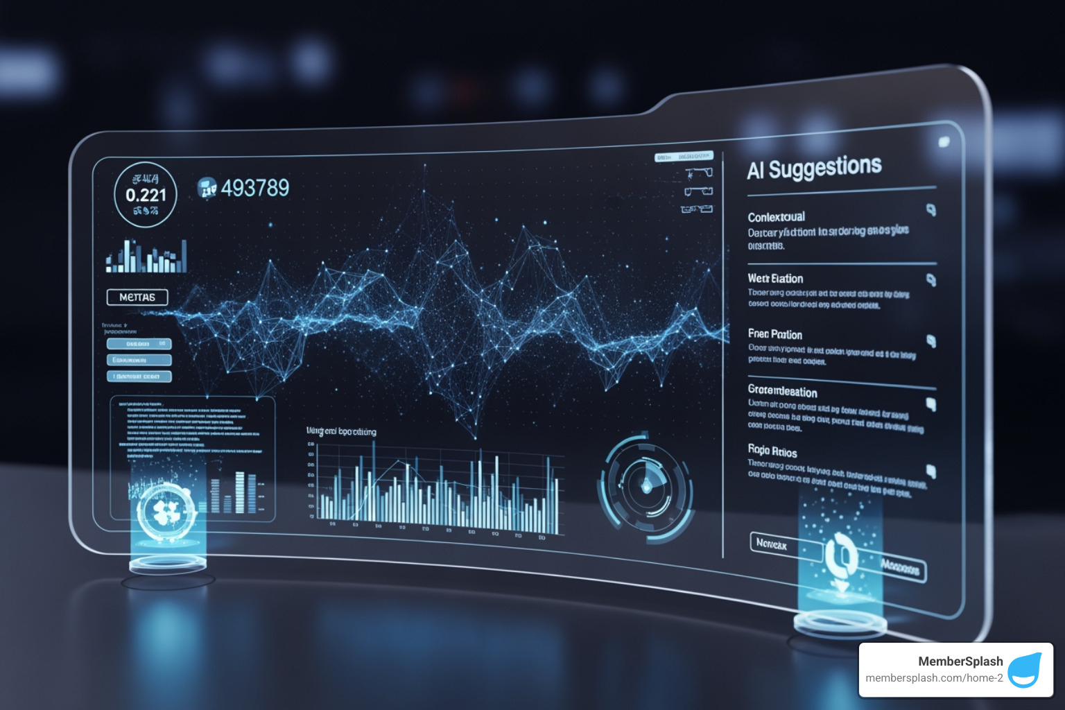 futuristic UI with AI-driven suggestions - time saving software