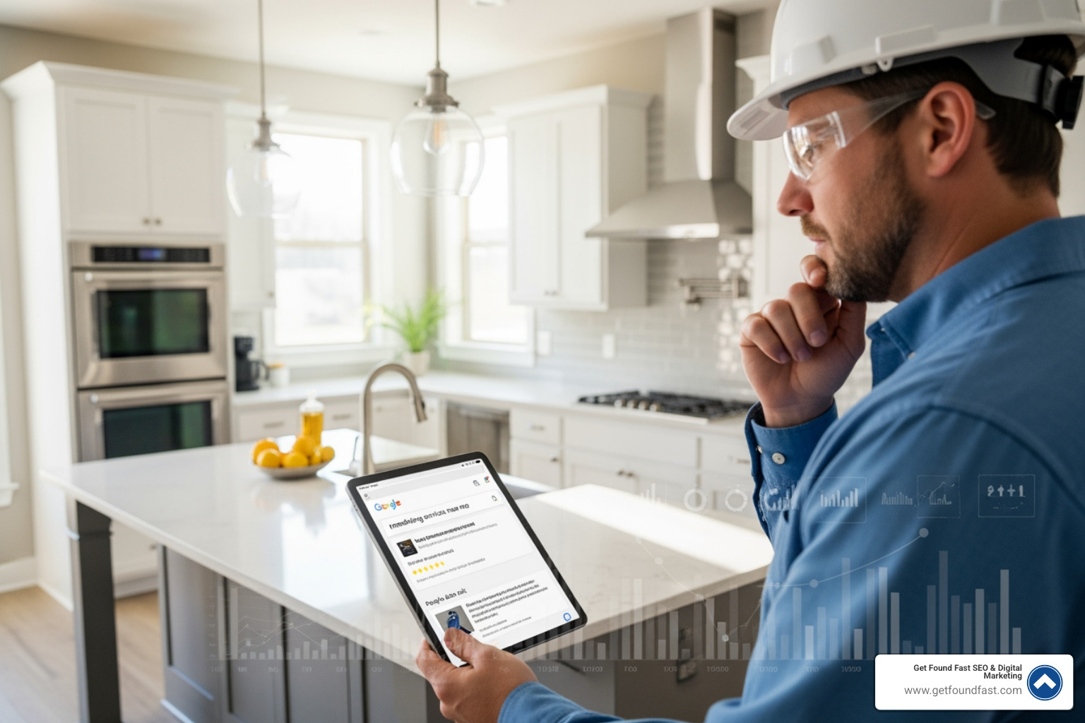 Google search results page with the top 3 organic results highlighted, showing a local remodeling business ranking first - seo for remodelers