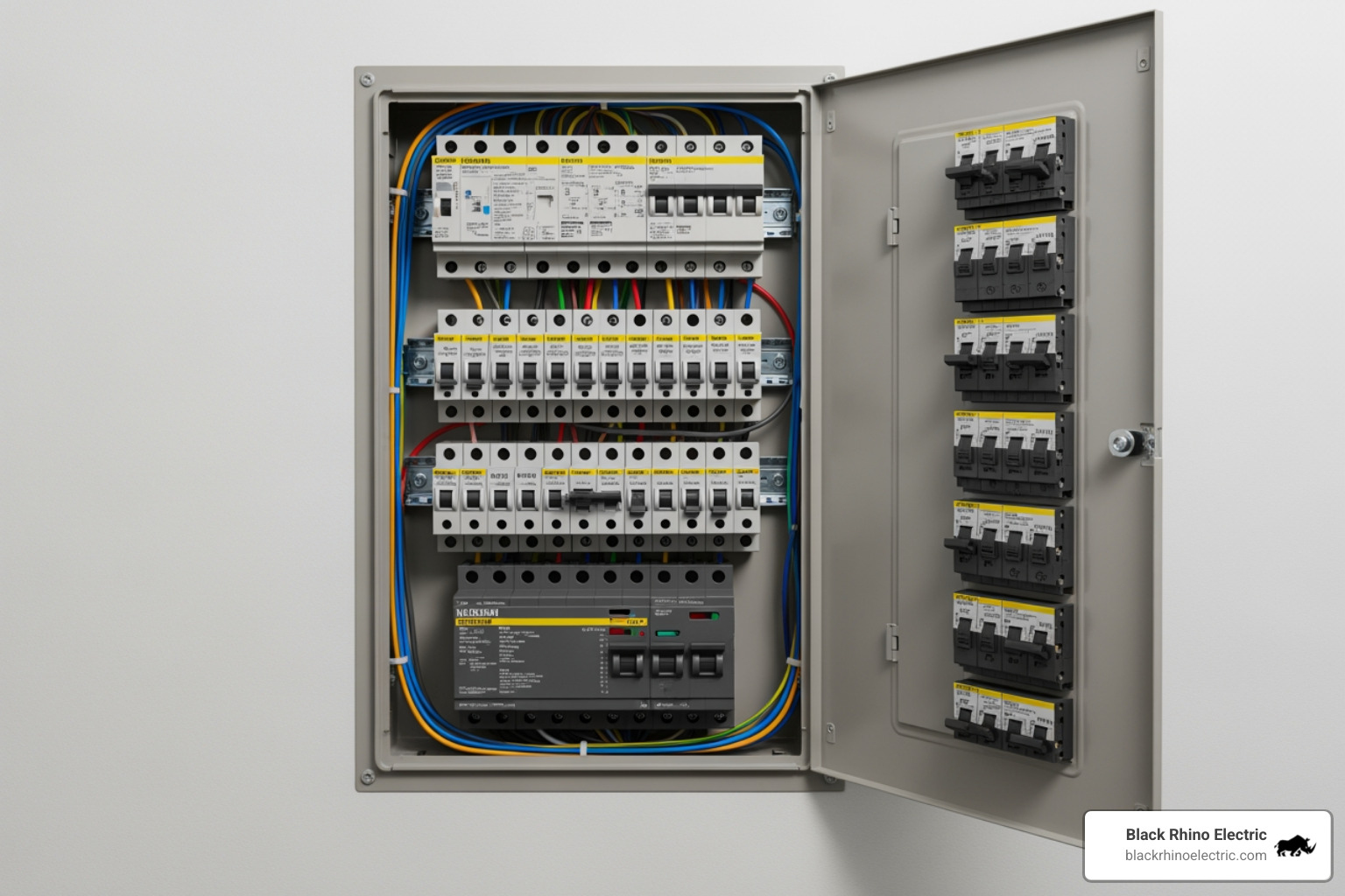 residential electrical panel with circuit breakers - car charging station for home