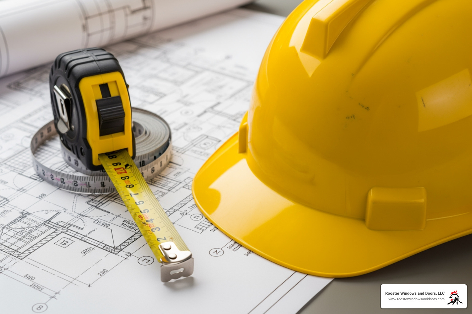 tape measure on a blueprint next to a hard hat - how to egress window installation tape measure on a blueprint next to a hard hat - how to egress window installation