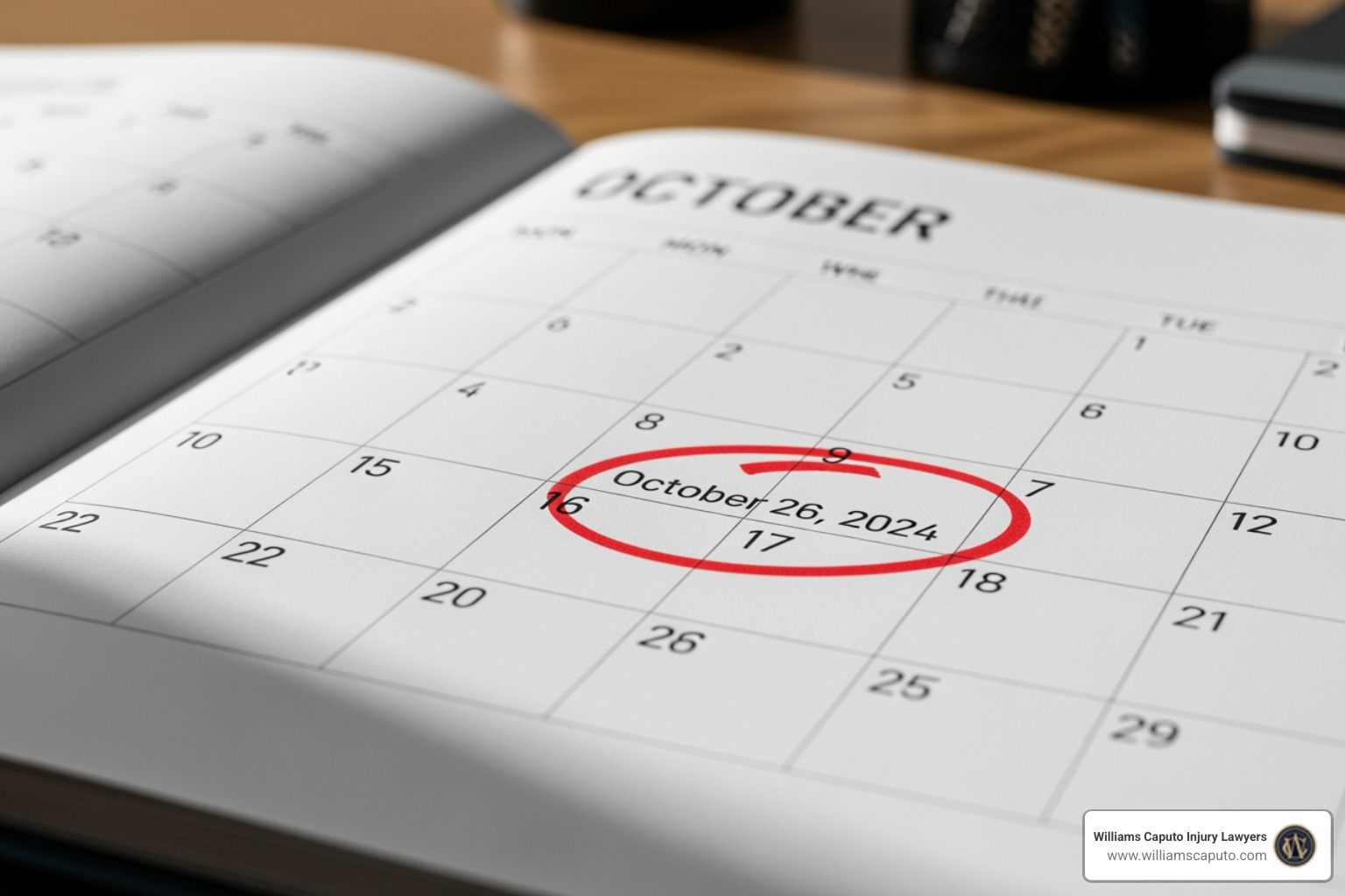 calendar with a date circled - boulder personal injury attorney