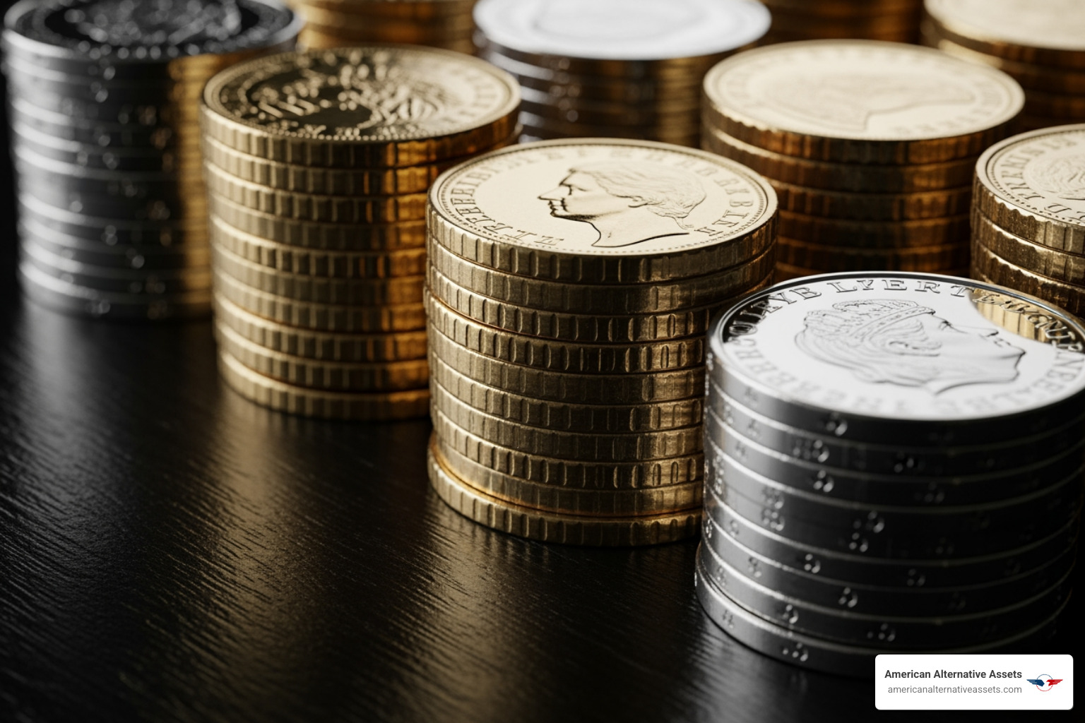 gold and silver coins stacked neatly - ethical wealth management gold and silver coins stacked neatly - ethical wealth management