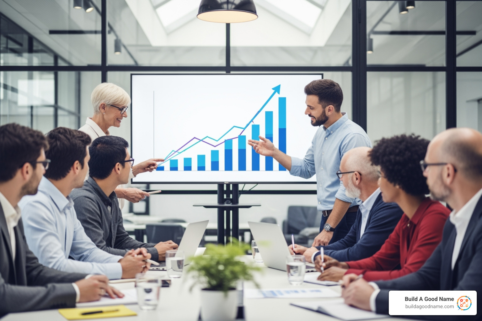 follow-up meeting showing progress on a chart - negative feedback management