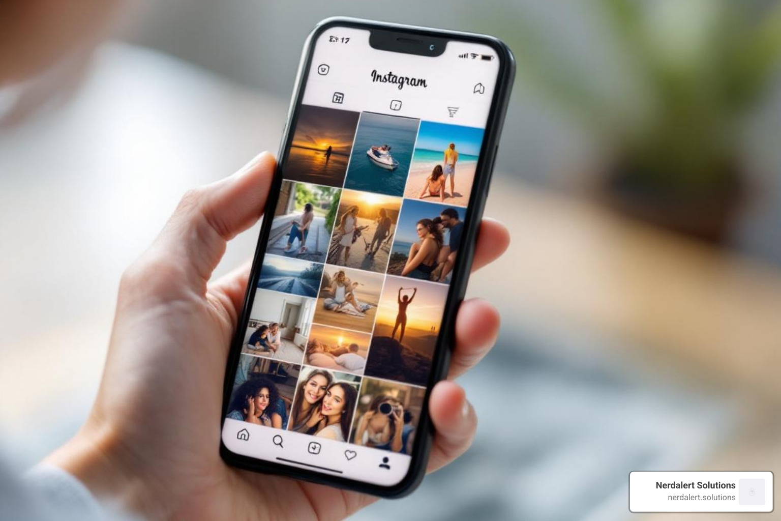 smartphone screen showcasing an instagram feed - palm desert social media marketing