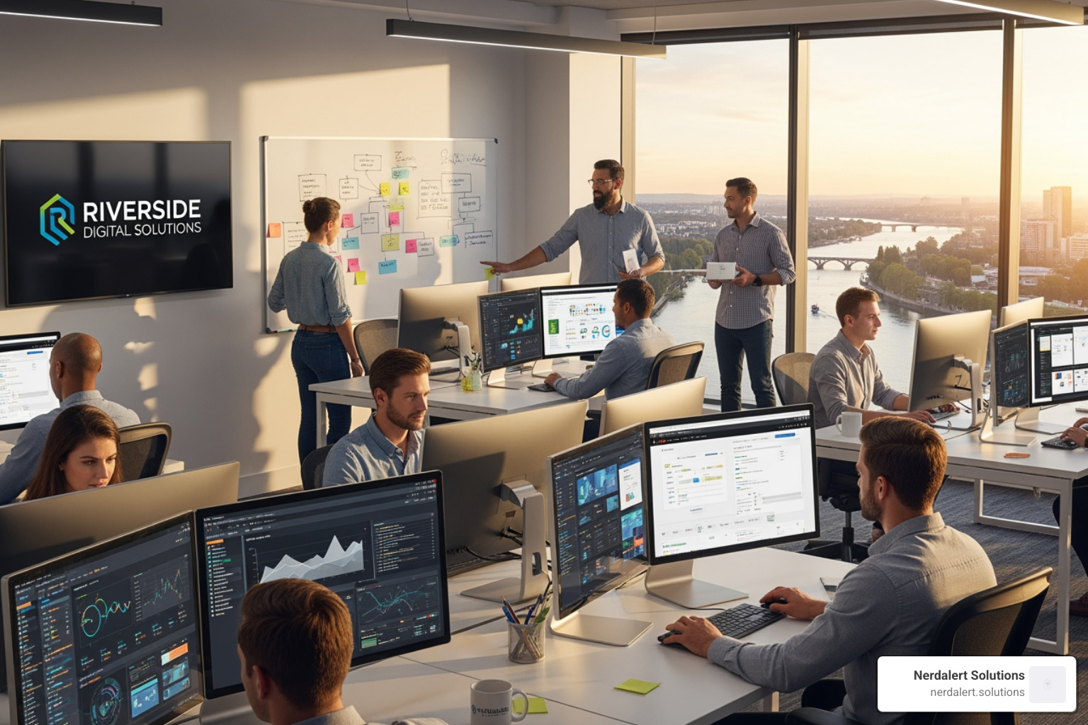 showcasing a responsive website design on a laptop, tablet, and phone - Riverside digital solutions