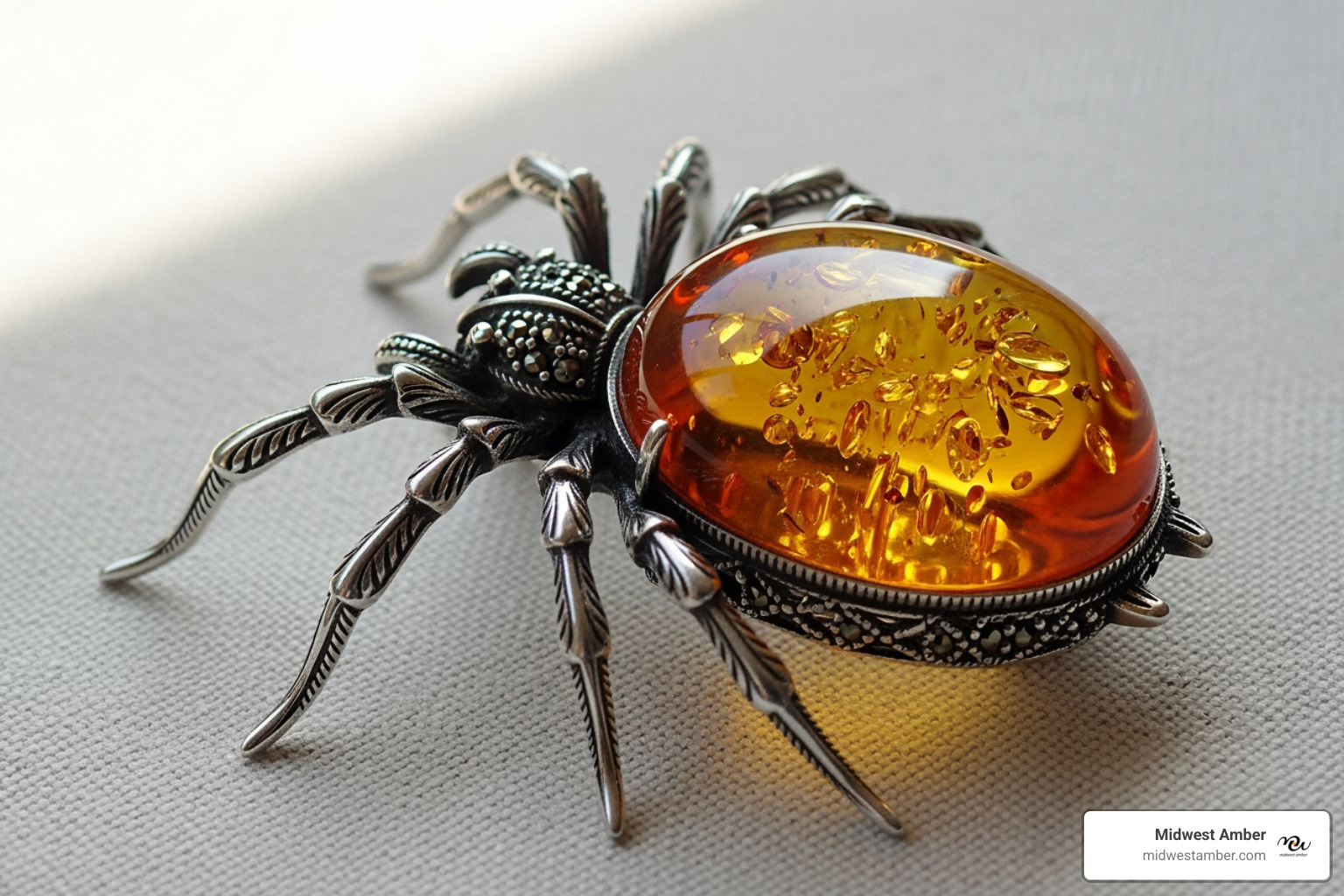 amber spider brooch
