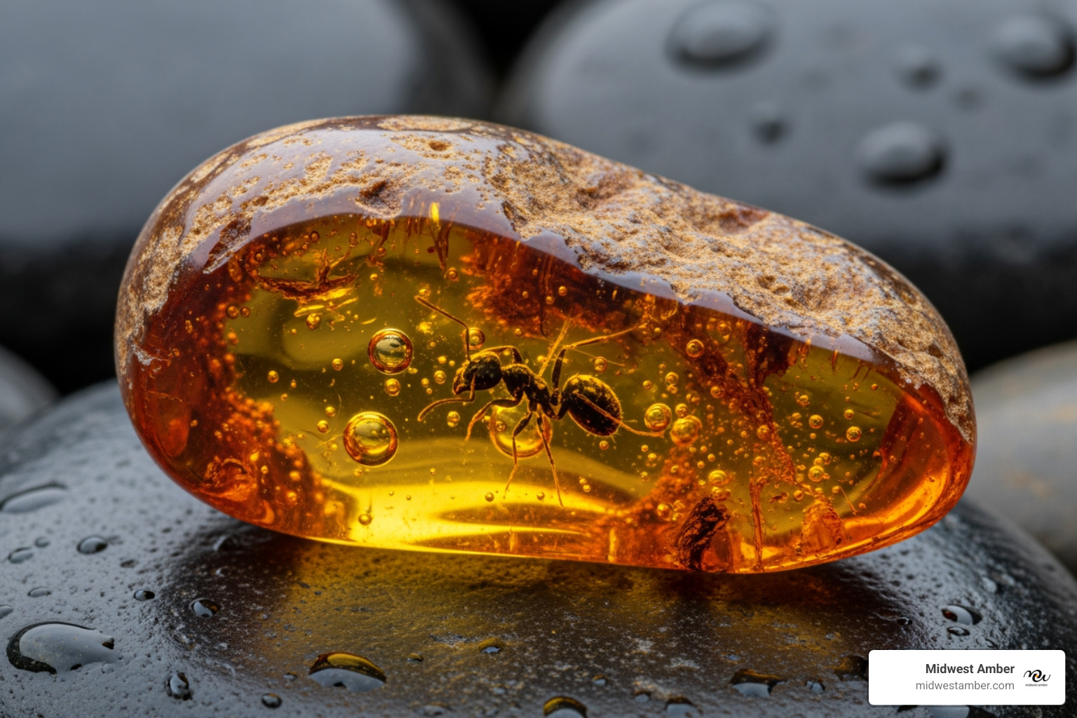a piece of raw Baltic amber with a visible insect inclusion - lithuanian amber