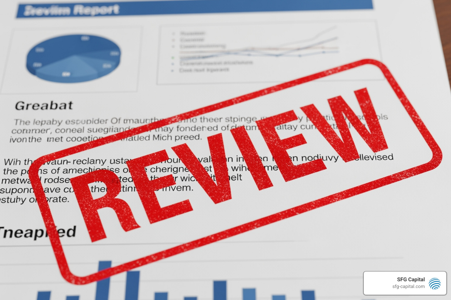 Image of a document with a large red "Review" stamp on it - ERC claim status