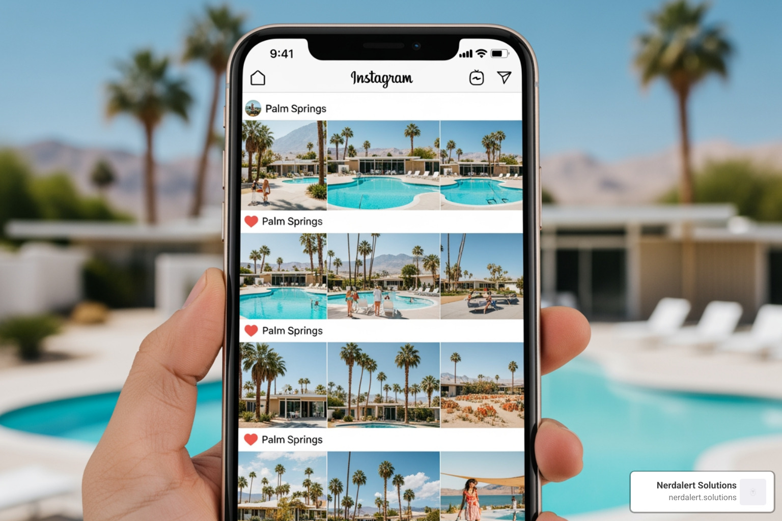 vibrant Instagram feed showcasing Palm Springs lifestyle content - palm springs social media marketing