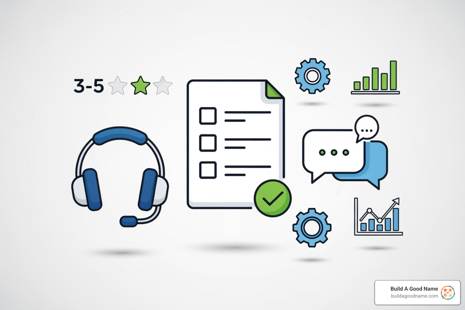 Image showing icons representing different types of CX software (e.g., a survey, a headset, a chat bubble) - customer experience software