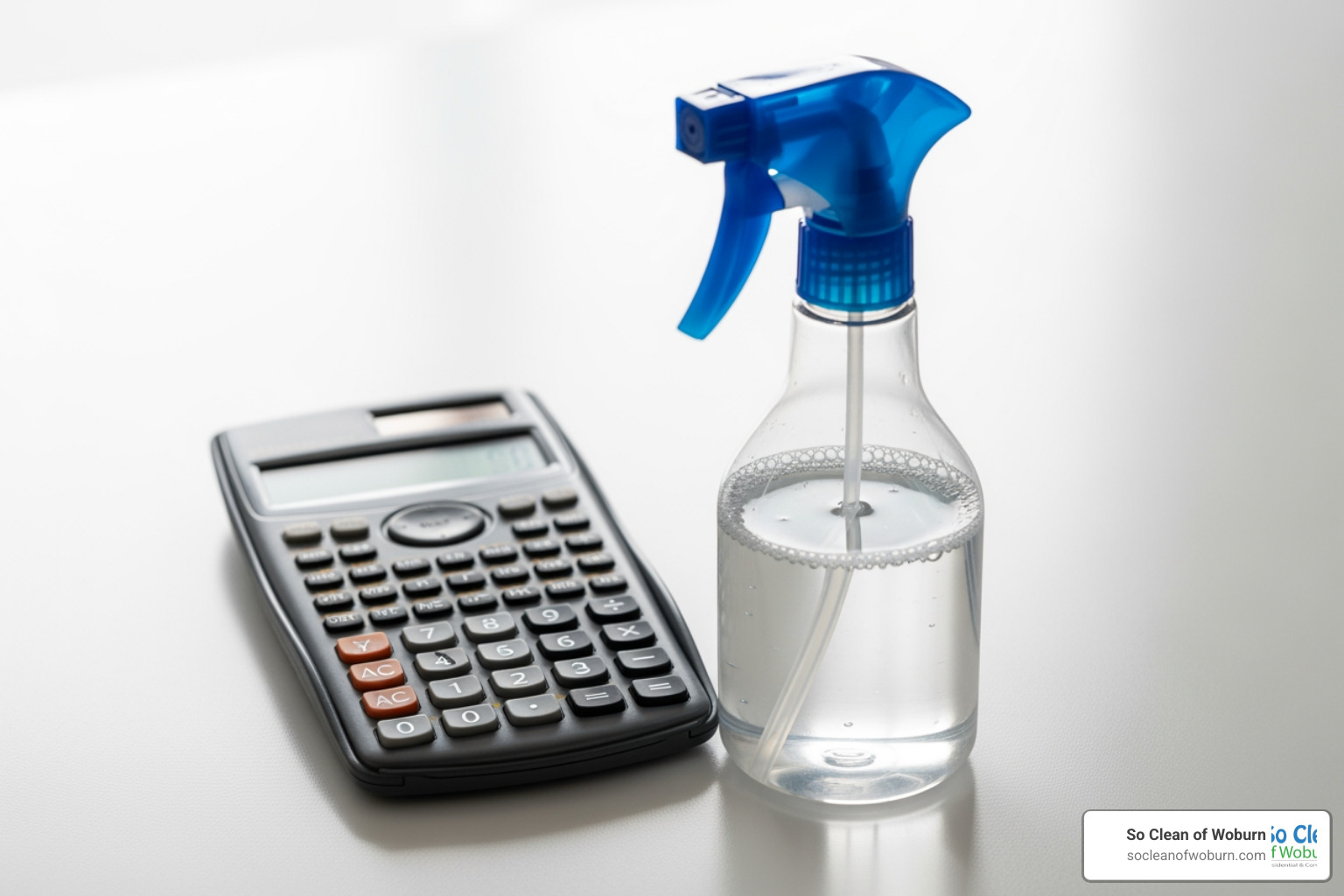 calculator and cleaning spray bottle - how much do house cleaners charge
