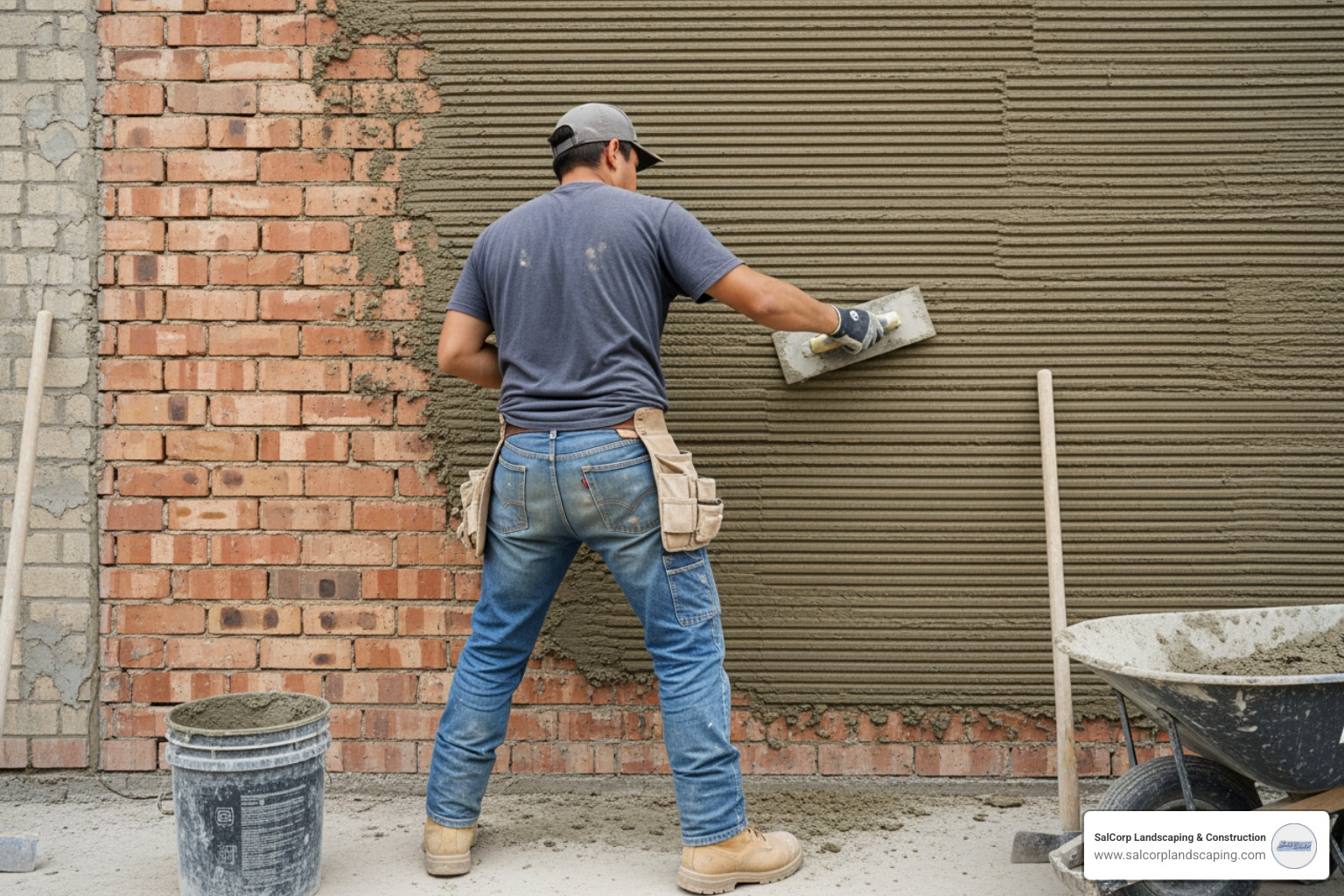 mason applying scratch coat - cultured stone installation mason applying scratch coat - cultured stone installation