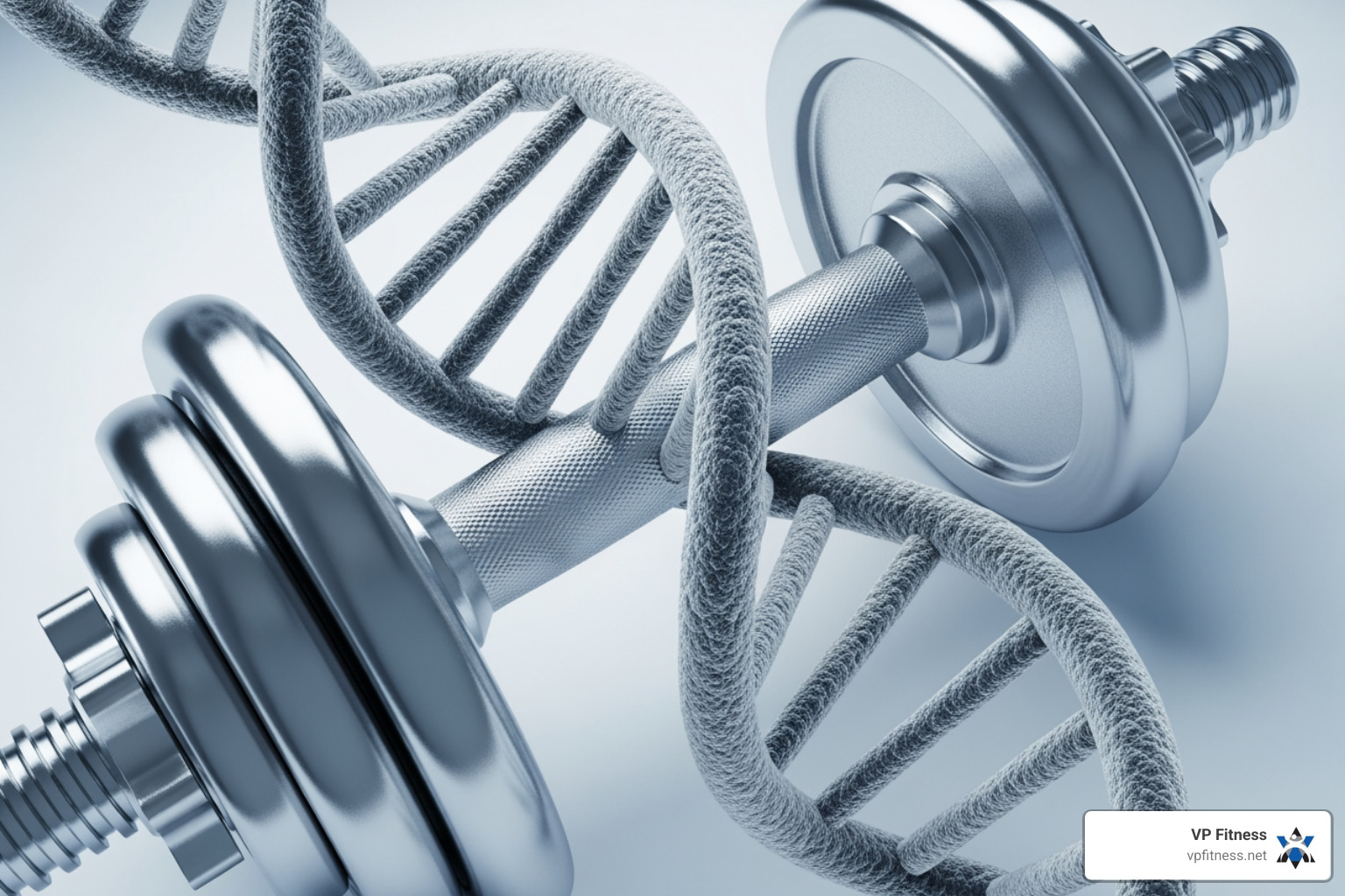 a DNA helix intertwined with a dumbbell - Individualized fitness plan