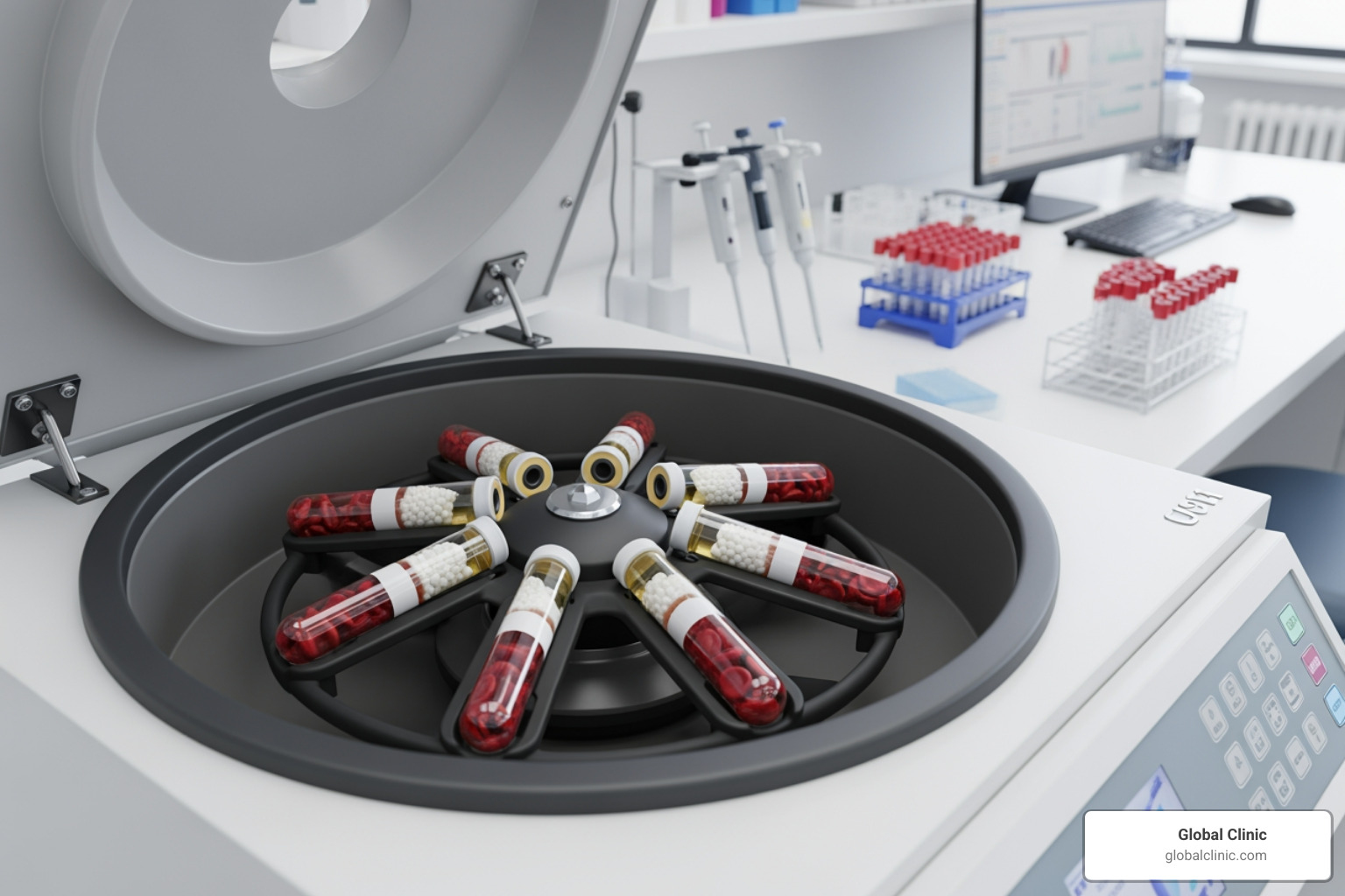 Centrifuge machine separating blood components - prp injection treatment