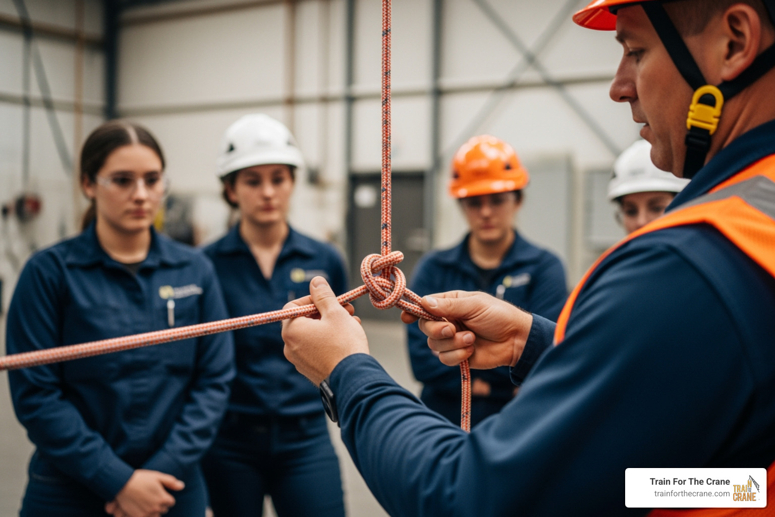 training session with instructor demonstrating hitch - Rigging certification course training session with instructor demonstrating hitch - Rigging certification course