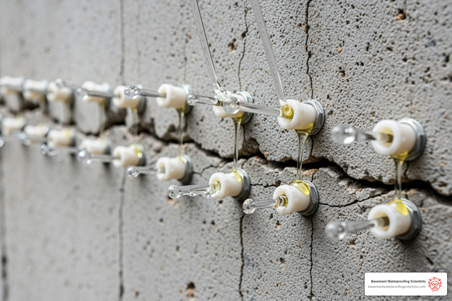 epoxy injection process showing ports - epoxy injection
